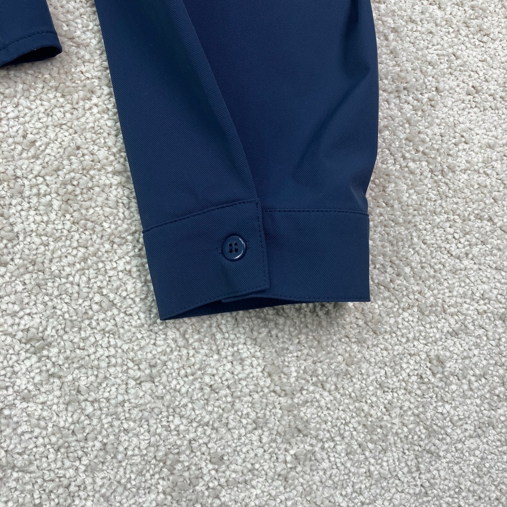 Alo Yoga Womens Large Cropped Button Down Shirt Navy Blue Long Sleeve Top - Picture 6 of 6